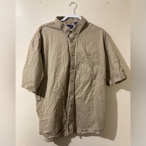 Pace Classic Mens Collared Short Sleeve Shirt Button Down Khaki Brown Cotton XXL